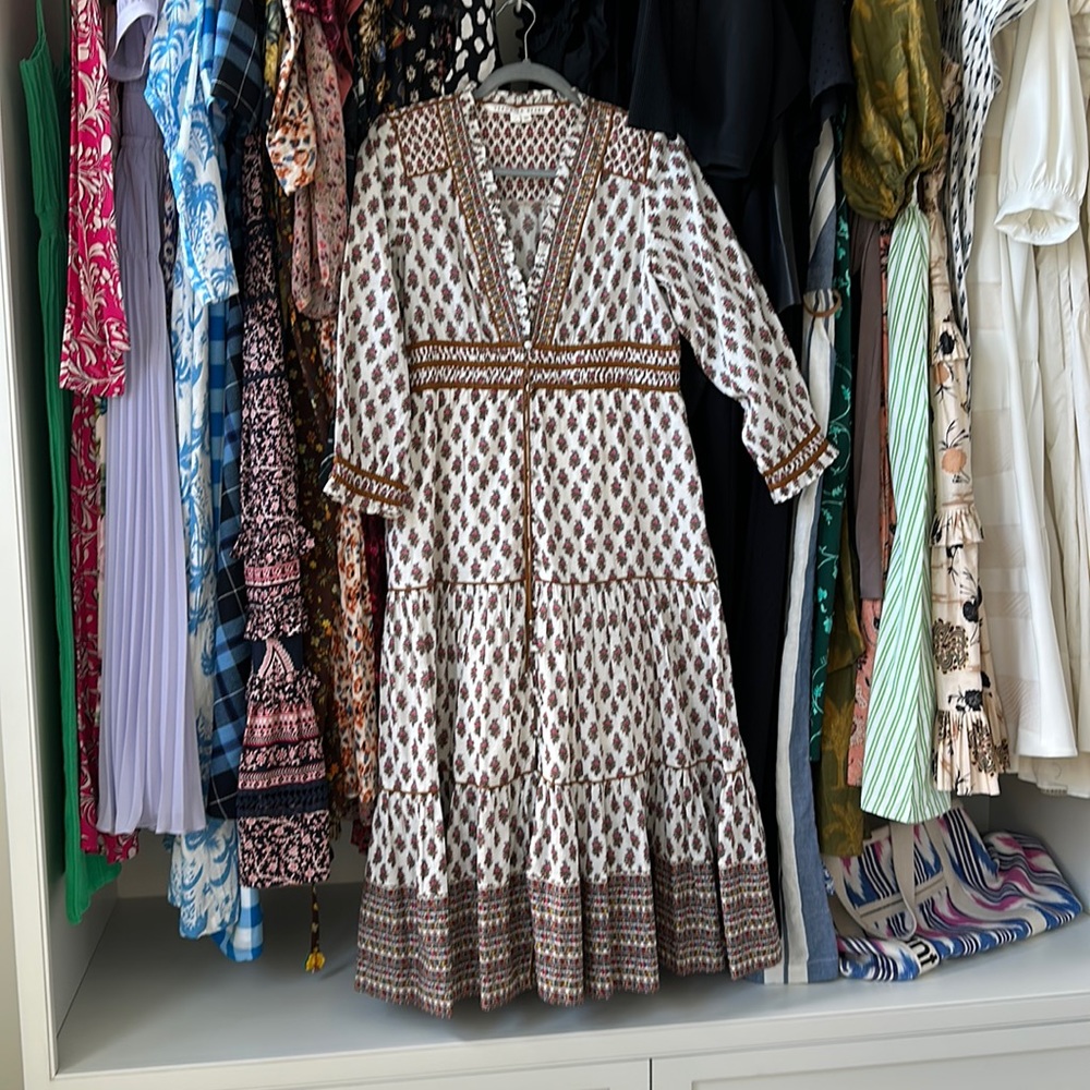 Veronica Beard Long Sleeve Floral Cotton “Alessandra” MIDI Dress. Never worn.